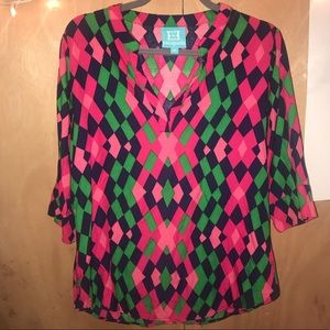Escapada Geometric 3/4 sleeve colorful top🆕🆕